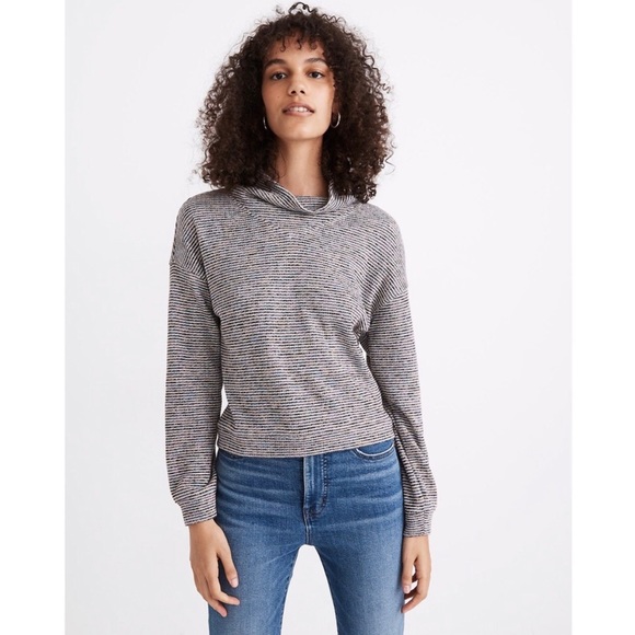 Madewell Textured Turtleneck Striped Rainbow Sparkle Pullover Sweatshirt Top - Picture 2 of 15
